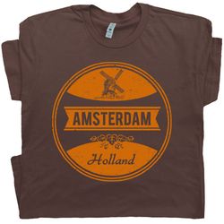 Amsterdam T Shirt Vintage Amsterdam Graphic Shirts Marijuana Shirts Holland Denmark Tee Netherlands Dutch Soccer Flag Wo