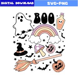 Boo Svg, Pumpkin Svg, Witch Svg, Bat Svg, Rainbow Svg, Ghost Svg, Retro Halloween Svg, Halloween Svg, Png Digital File