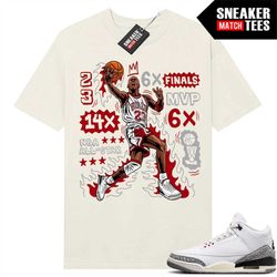 White Cement 3s to match Sneaker Match Tees Sail 'MJ Flair'