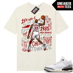 White Cement 3s to match Sneaker Match Tees Sail 'MJ Slam Dunk'