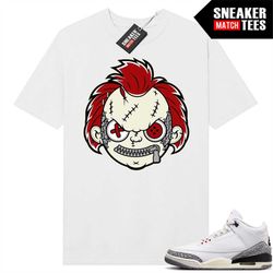 White Cement 3s to match Sneaker Match Tees White 'Misfit Chuckie'