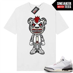 White Cement 3s to match Sneaker Match Tees White 'Rebels Bear toon'