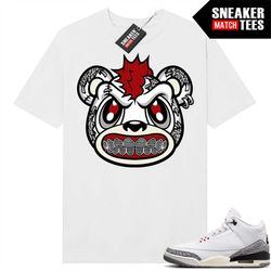 White Cement 3s to match Sneaker Match Tees White 'Rebels Bear'