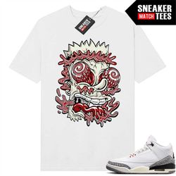 White Cement 3s to match Sneaker Match Tees White 'Trippy Bart'