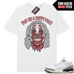 White Cement 3s to match Sneaker Match Tees White 'Trippy Clown'