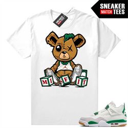 Pine Green 4s to match Sneaker Match Tees White 'Misfit Teddy'