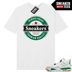 Pine Green 4s to match Sneaker Match Tees White 'Sneakers'