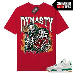 Pine Green 4s to match Sneaker Match Tees Red 'Dynasty'