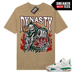 Pine Green 4s to match Sneaker Match Tees Tan 'Dynasty'
