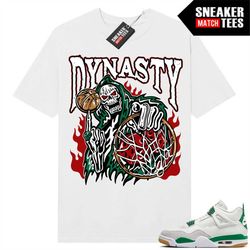 Pine Green 4s to match Sneaker Match Tees White 'Dynasty'