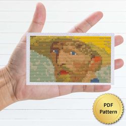 Van Gogh Self-portrait Cross Stitch Pattern. Mother and child. Miniature Art, Easy Tiny