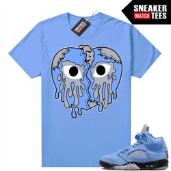 UNC 5s to match Sneaker Match Tees University Blue 'Crying Heart V2'
