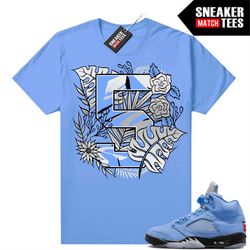 UNC 5s to match Sneaker Match Tees University Blue 'Floral 5'