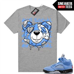 UNC 5s to match Sneaker Match Tees Heather Grey 'Antisocial Bear'