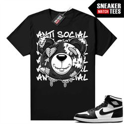 Panda 1s Shirts to match Sneaker Match Tees Black 'Anti Social Bear'