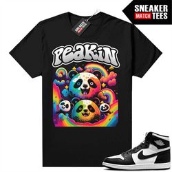 Panda 1s Shirts to match Sneaker Match Tees Black 'Panda Peakin'