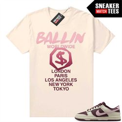 SB Dunks Valentines Day Sneaker Match Tees Sail 'Ballin Worldwide'