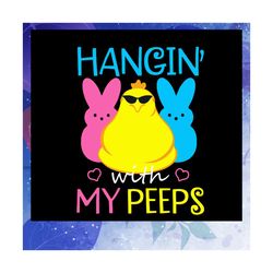 Hangin with my peeps, easter svg, hangin bunny svg, bunny shirt, cute bunny, bunny print, lunch lady gift, lunch lady, F