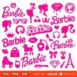 Barbie Doll Bundle Svg, Barbie Doll Svg, Girly Pink Svg, Retro Svg, Cricut, Silhouette Vector Cut File