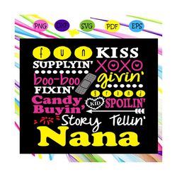 Fun kiss giving nana svg, nana svg, mothers day, mothers day gift, gift for nana, mothers, grandma, nana shirt, proud gr