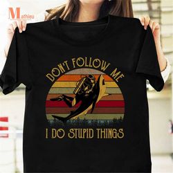 Don't Follow Me I Do Stupid Things Diving With Shark Vintage T-Shirt, Funny Quote Shirt, Diving Shirt, Scuba Diver Shirt