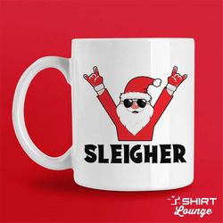 Sleigher Coffee Mug, Heavy Metal Christmas Cup, Rocker Santa, Have A Metal Christmas, Metal Head Christmas Gift, Metalhe