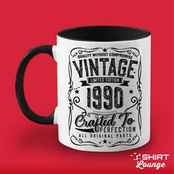 32nd Birthday Mug Gift, Born in 1990 Vintage Cup, Turning 32, Limited Edition Since 1990, Whiskey Drinker Birthday Prese