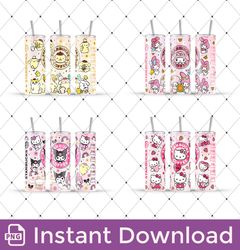 Bundle 20 oz Hello Kitty Tumbler Wrap, Hello Kitty Tumbler Wrap, Kawaii Kitty Tumbler, Starbucks Coffee, PNG Download