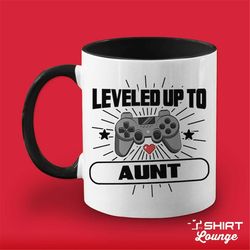 Leveled Up To Aunt Coffee Mug, New Auntie Gift, Gift From Niece, Nephew, Aunt Ask, Proposal, Announcement Coffee Cup, Au