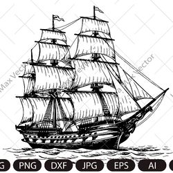 Pirate Ship Svg, Ship Svg, Sail boat Svg, Pirate Ship Clipart, Pirate Ship Cricut, Sea Ship Svg, Pirate Ship Shirt, Pira