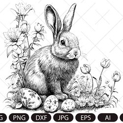 Floral Bunny SVG, Easter Bunny SVG, Happy Easter svg, Spring svg, Rabbit SVG Cut file, Flower Bunny svg, Animal Face svg