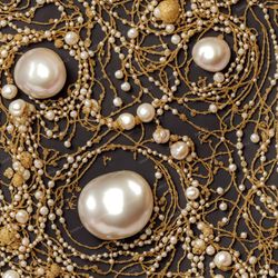 Pearls and Gold Chains Seamless Tileable Repeating Pattern