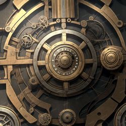 Steampunk Bank Vault Door 42 Seamless Tileable Repeating Pattern