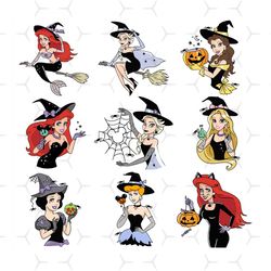 9 Files Princess Halloween Svg, Disneyprincess Png, Princess Set, Cliparts Princesses, Layered By Color
