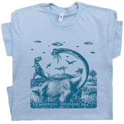 Montana Dinosaur Shirts Weird UFO Shirts Cool Dinosaur T Shirts for Men Women Vintage Jurassic TShirt Park T Rex Shirt F