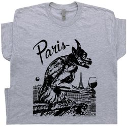 Paris France T Shirt Vintage Paris Gargoyle T Shirt Absinthe Wine Drinking Notre Dame Cathedral Tee For Men Women Ladies