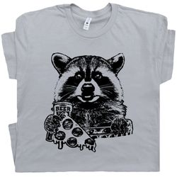 Raccoon T Shirt Pizza and Beer T Shirts Funny Beer Witty Cool Vintage Camping Humor Tee Retro Animal Novelty Graphic For