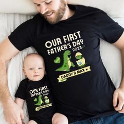 Our First Fathers Day Custom Shirt, Father and Baby Matc