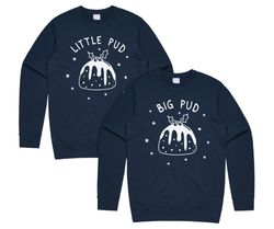 Big Pud Little Pud Matching Christmas Jumper Sweater Sweatshirt Set Xmas His  Hers Couple Gift
