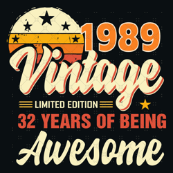 1989 Vintage 32 Years Of Being Awesome Svg, Birthd