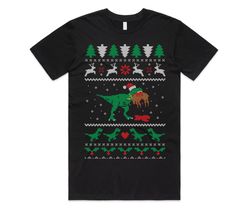 T-Rex Eating ReindeerT-shirt Tee Top Christmas TRex Dinosaur Jurassic Funny Ugly Xmas Gift