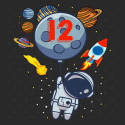 12th Birthday Astronaut Planets Svg, Birthday Svg,