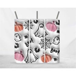 3D Inflated Puff Halloween Boo Boo Sublimation Tumbler Design Download PNG, 20 Oz Digital Tumbler Wrap PNG Download