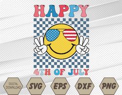 Happy 4th of July Smile Sunglasses Patriotic American Flag Svg, Eps, Png, Dxf, Digital Download