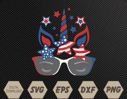 Unicorn Face Sunglasses As American Flag 4th July Patriotic Svg, Eps, Png, Dxf, Digital Download
