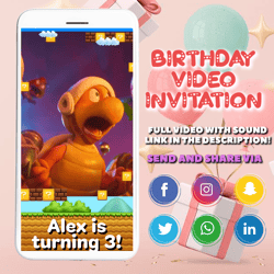 Super Mario Video Invitation, Super Mario Invite, Super Mario Birthday, Personalized Video Invitation, Instant Download