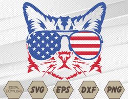 Patriotic Cat 4th Of July Meowica American Flag Sunglasses Svg, Eps, Png, Dxf, Digital Download