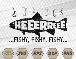 Here Fishy Funny Fish Fishing Lovers - Heeeerree Fishy Fishy Svg, Eps, Png, Dxf, Digital Download