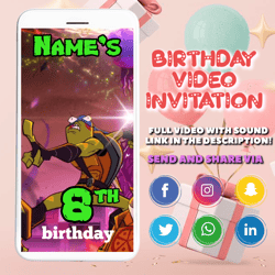 Teenage Mutant Ninja Turtles Birthday Video Invitation, TMNT Birthday Invite, Animated birthday video invitation, Ninja