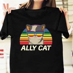 LGBT Ally Cat Vintage T-Shirt, LGBT Cat Shirt, Funny Cat Shirt, Animal Lover Shirt